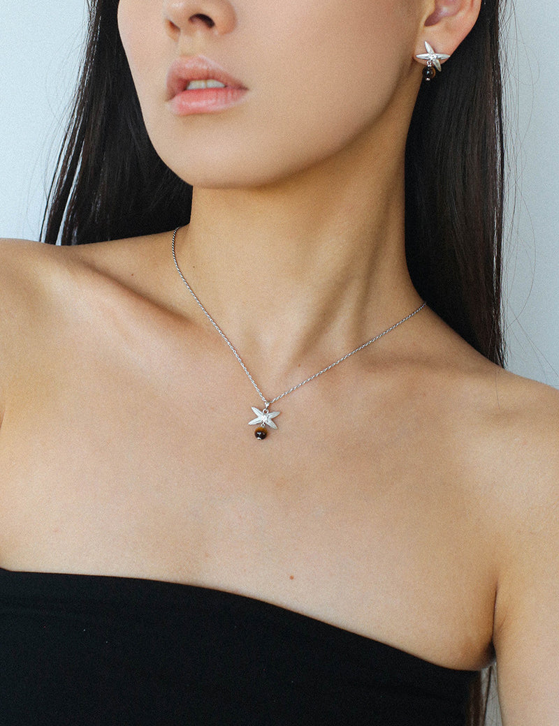 Silver Chain Tiger's Eye Pendant Necklace-Gembea Jewelry