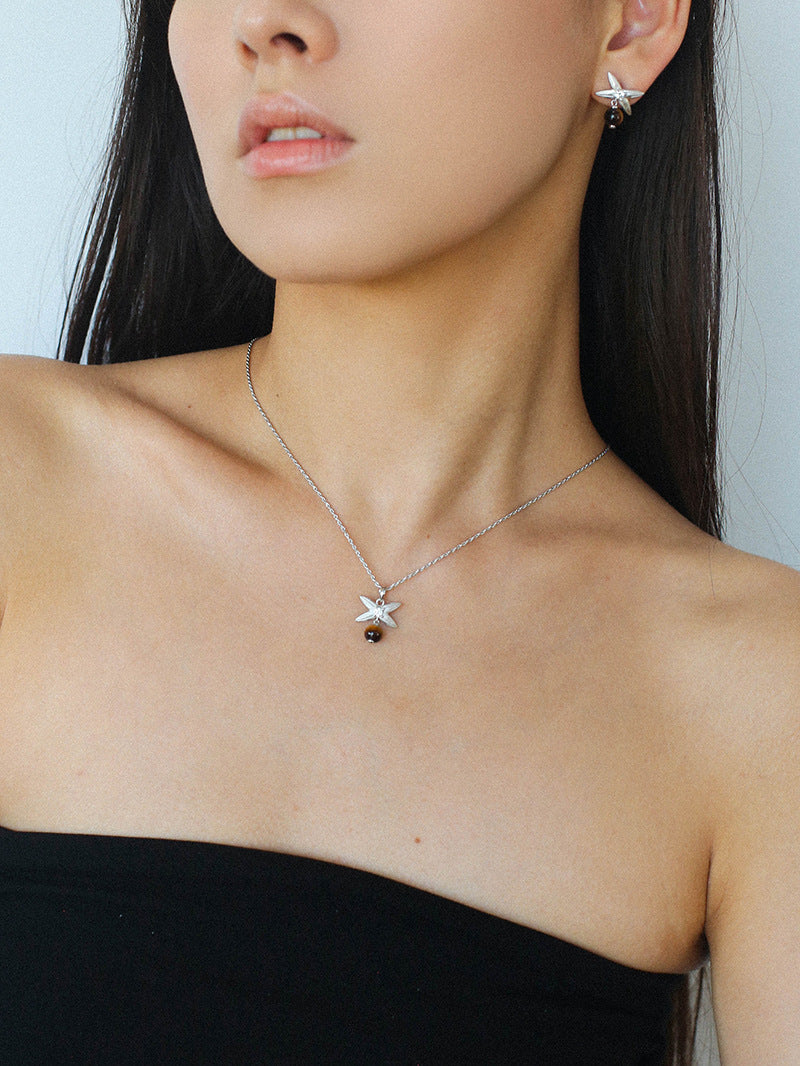 Silver Chain Tiger's Eye Pendant Necklace-Gembea Jewelry