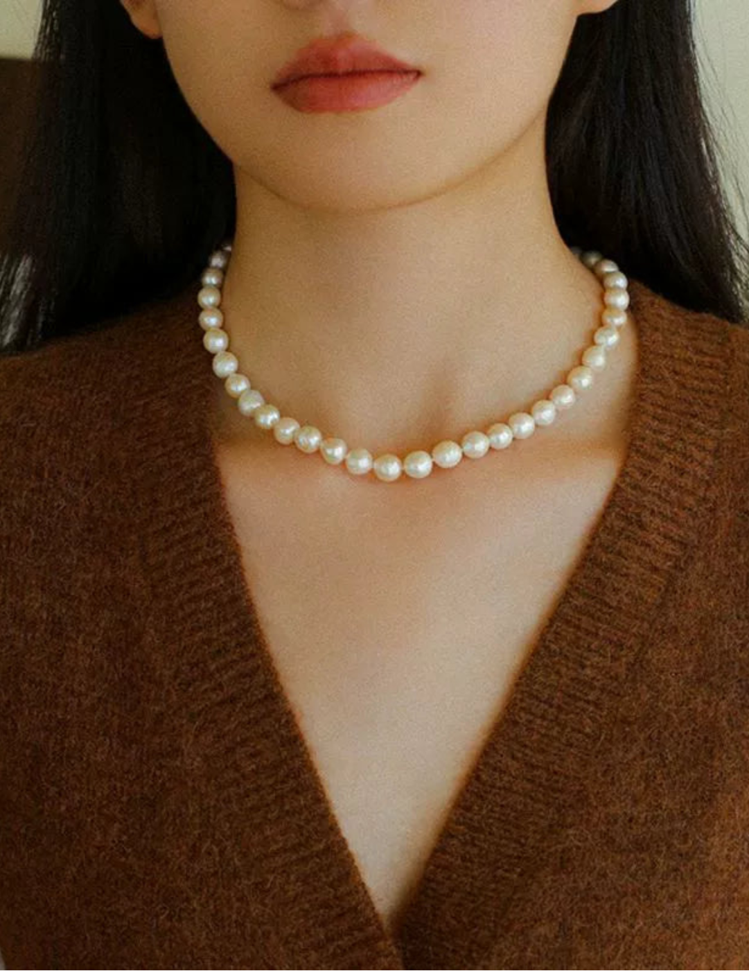 Wrinkled Baroque pearl Beaded Necklace