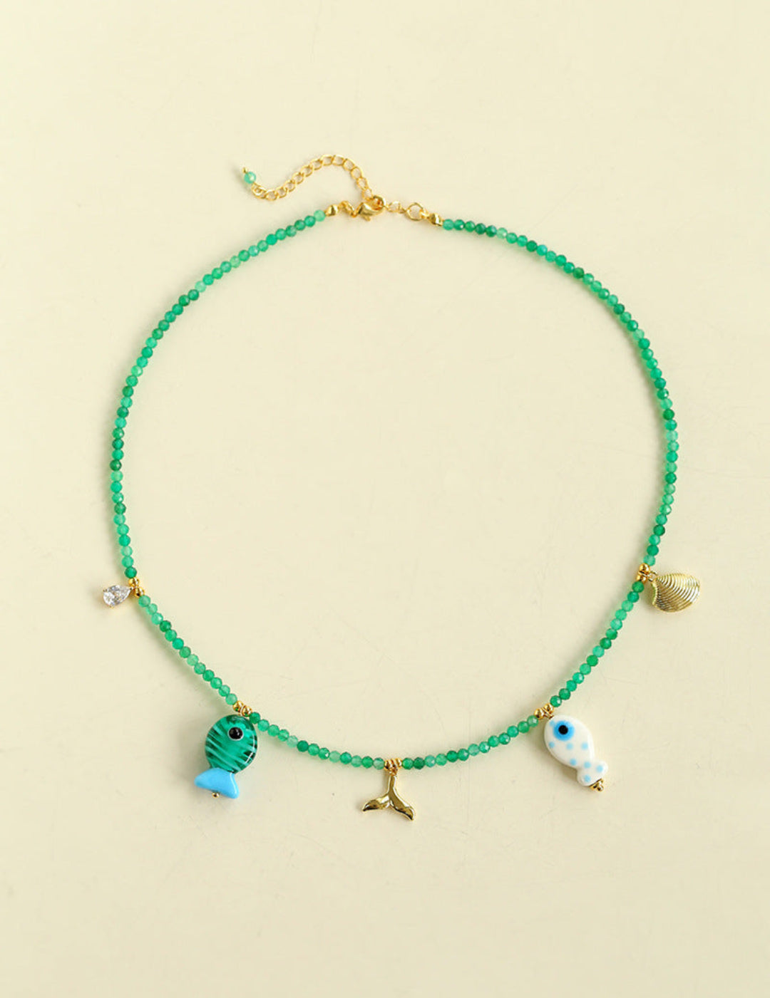 Gembea Jewelry Green Agate Glass Sea Animal Necklace