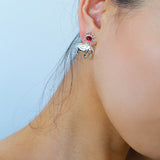 Sun Elephant Gold Silver Drop Earrings-Gembea Jewelry
