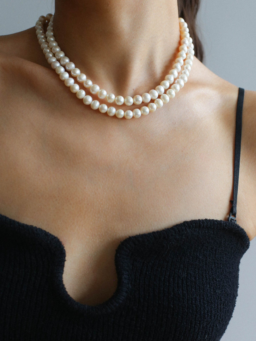 Square Floral Chain Pearl Choker Necklace