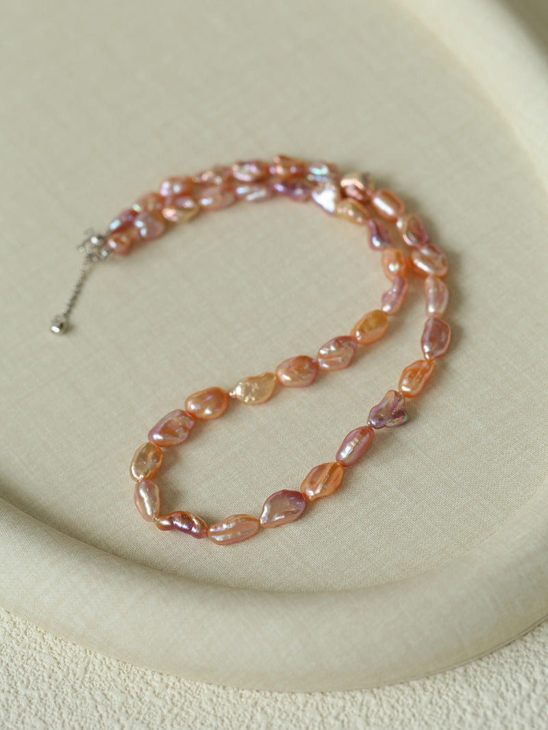 Purple-pink Irregular-shaped Pearl Necklace Gembea Jewelry