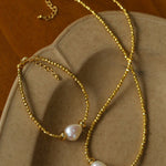 Faceted Beaded Baroque Pearl Bracelet