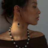 Ebony and Silver Ball Brushed Beaded Necklace