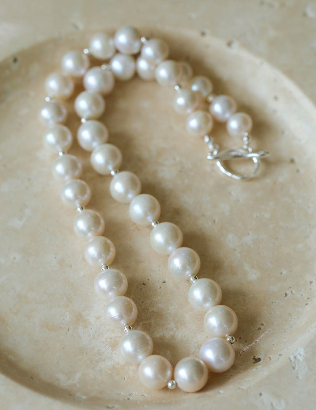 Round Baroque Pearl Beaded Necklace