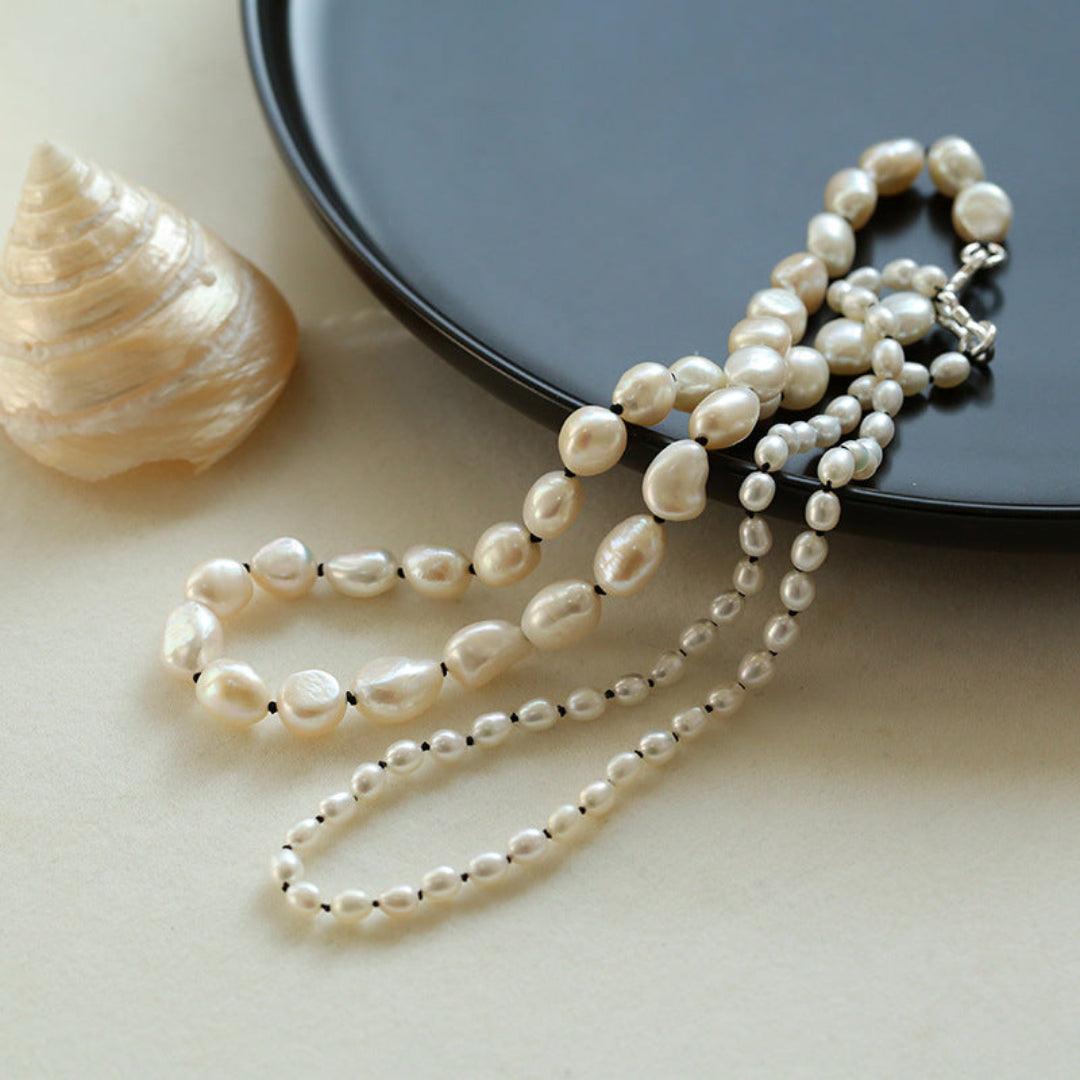 Baroque Rice Pearl Beaded Necklace - Gembea Jewelry