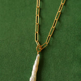 Gold Chain Baroque Pearl Necklace