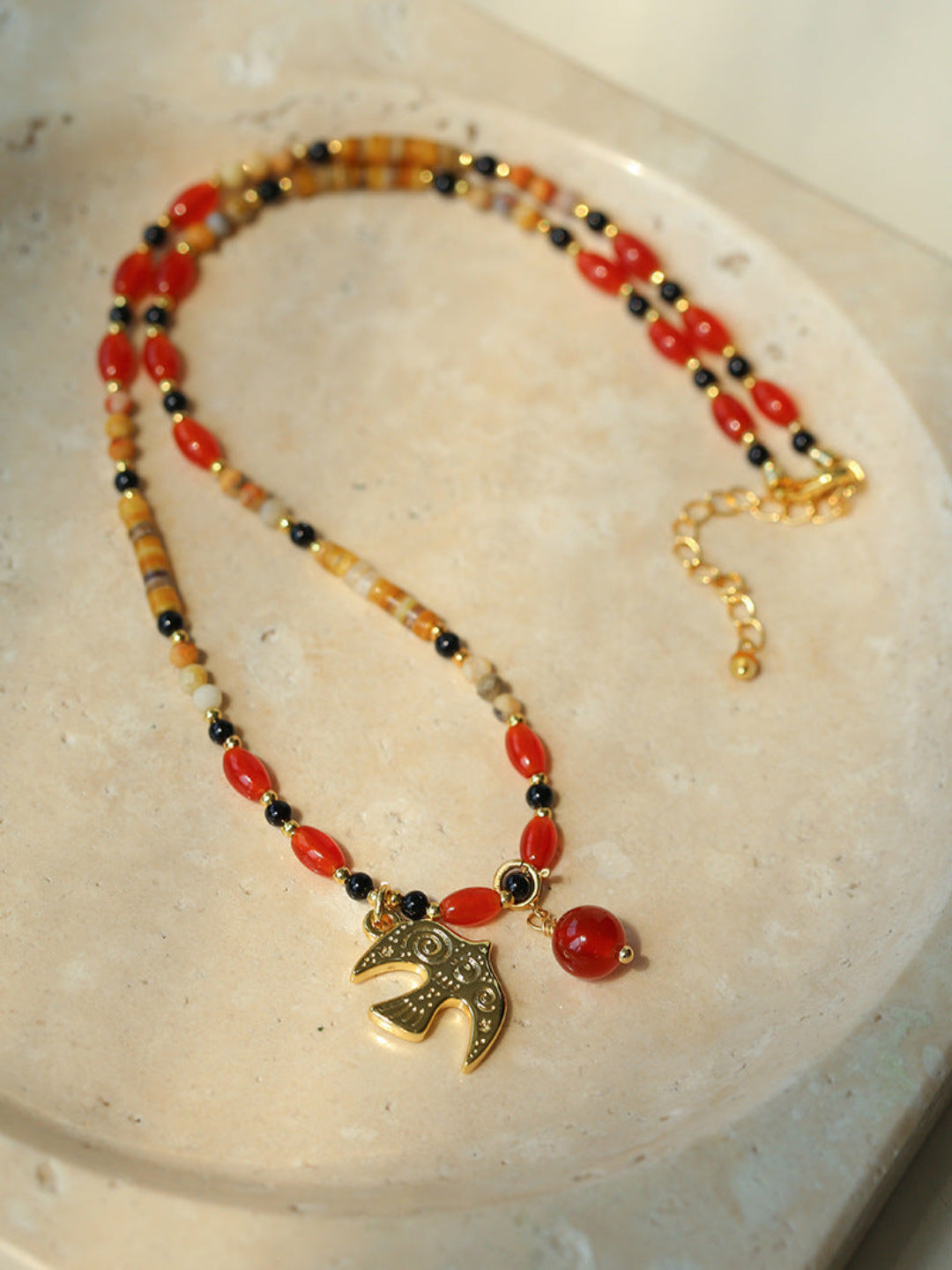 Peace Dove Pendant Agate Beaded Necklace-Gembea Jewelry