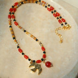 Peace Dove Pendant Agate Beaded Necklace-Gembea Jewelry