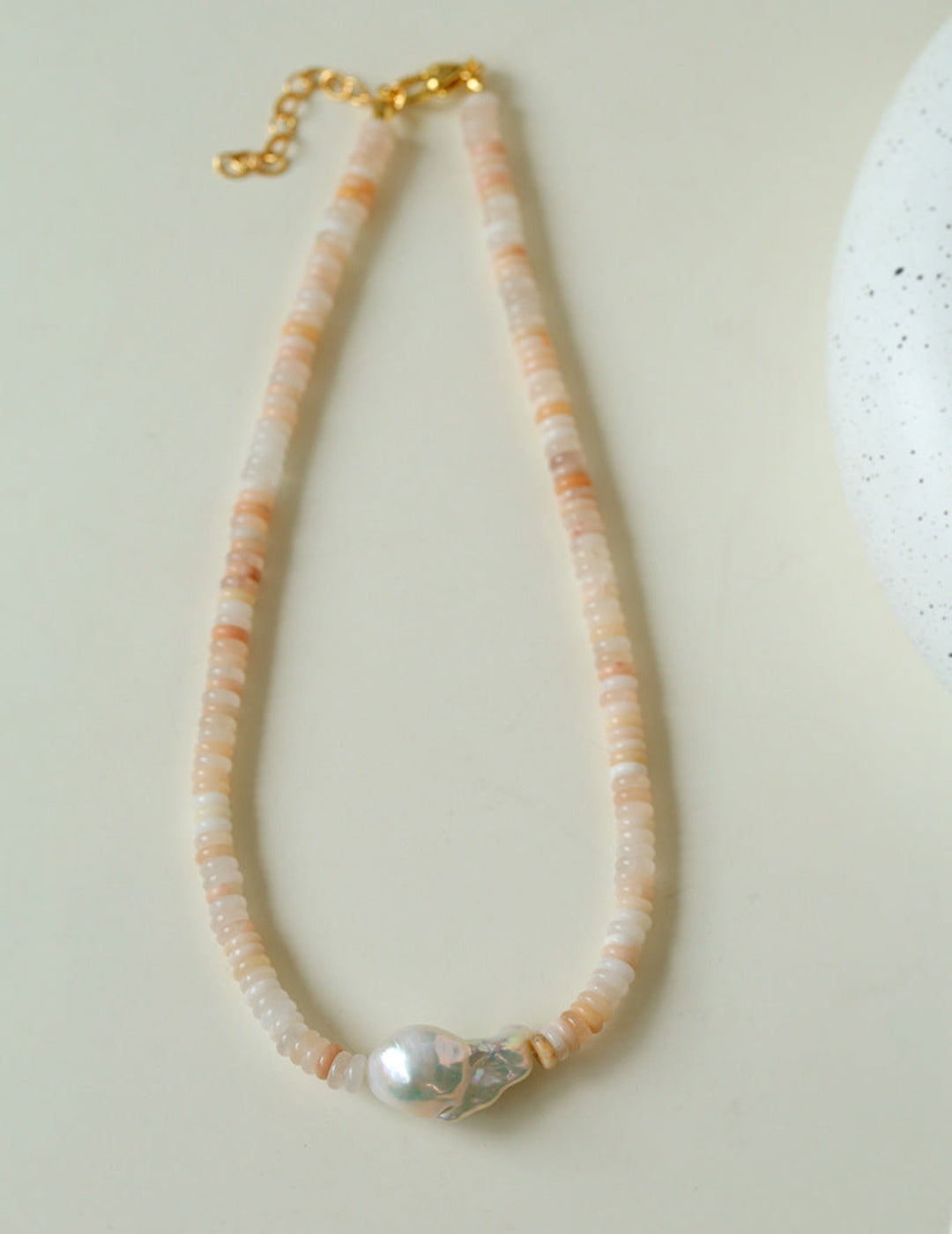 Gembea Jewelry Pink Stone Beaded Baroque Pearl Necklace