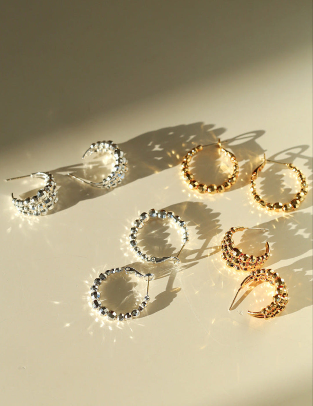 Multilayer Laser Bead Hoop Earrings