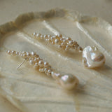 Hand-woven Baroque Winding Pearl Earrings