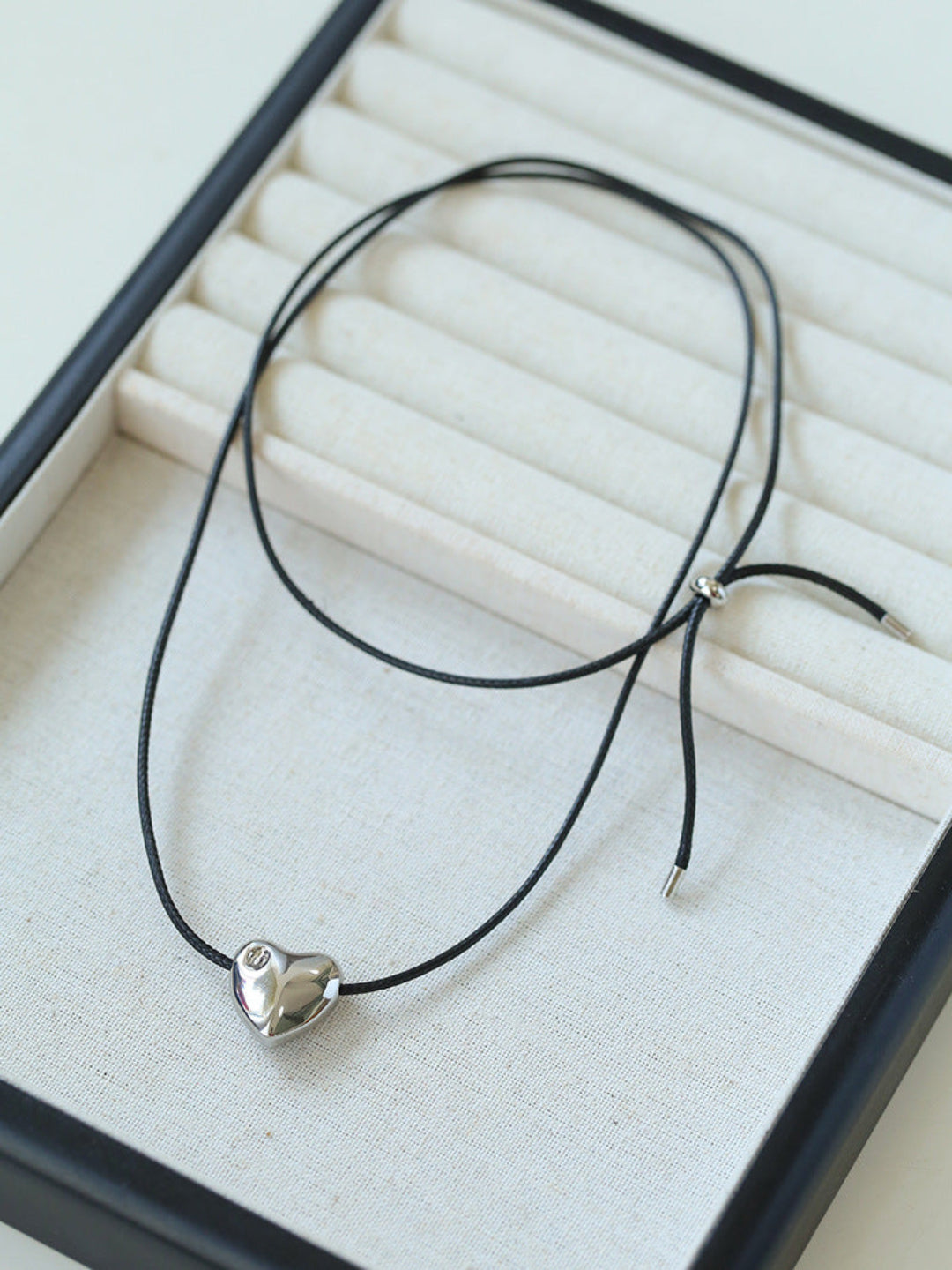 Heart Love Shaped Black Rope Necklace