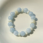 Gembea Jewelry Aquamarine White Scallop Beaded Bracelet