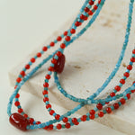 Blue Phosphorus Gray Agate Beaded Necklace