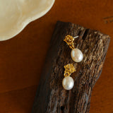 Simple Oval Pearl Long Drop Earrings