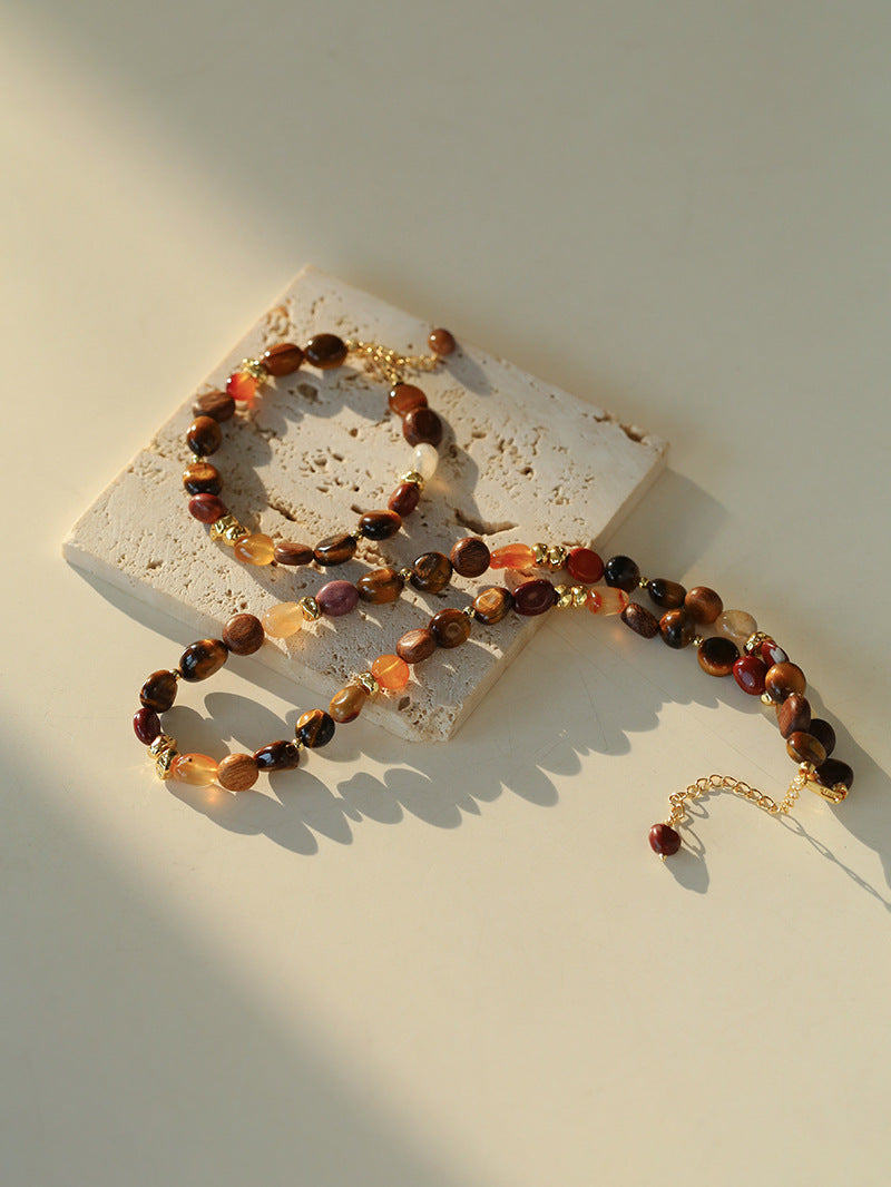 Tiger's Eye Stone Beaded Necklace-Gembea Jewelry