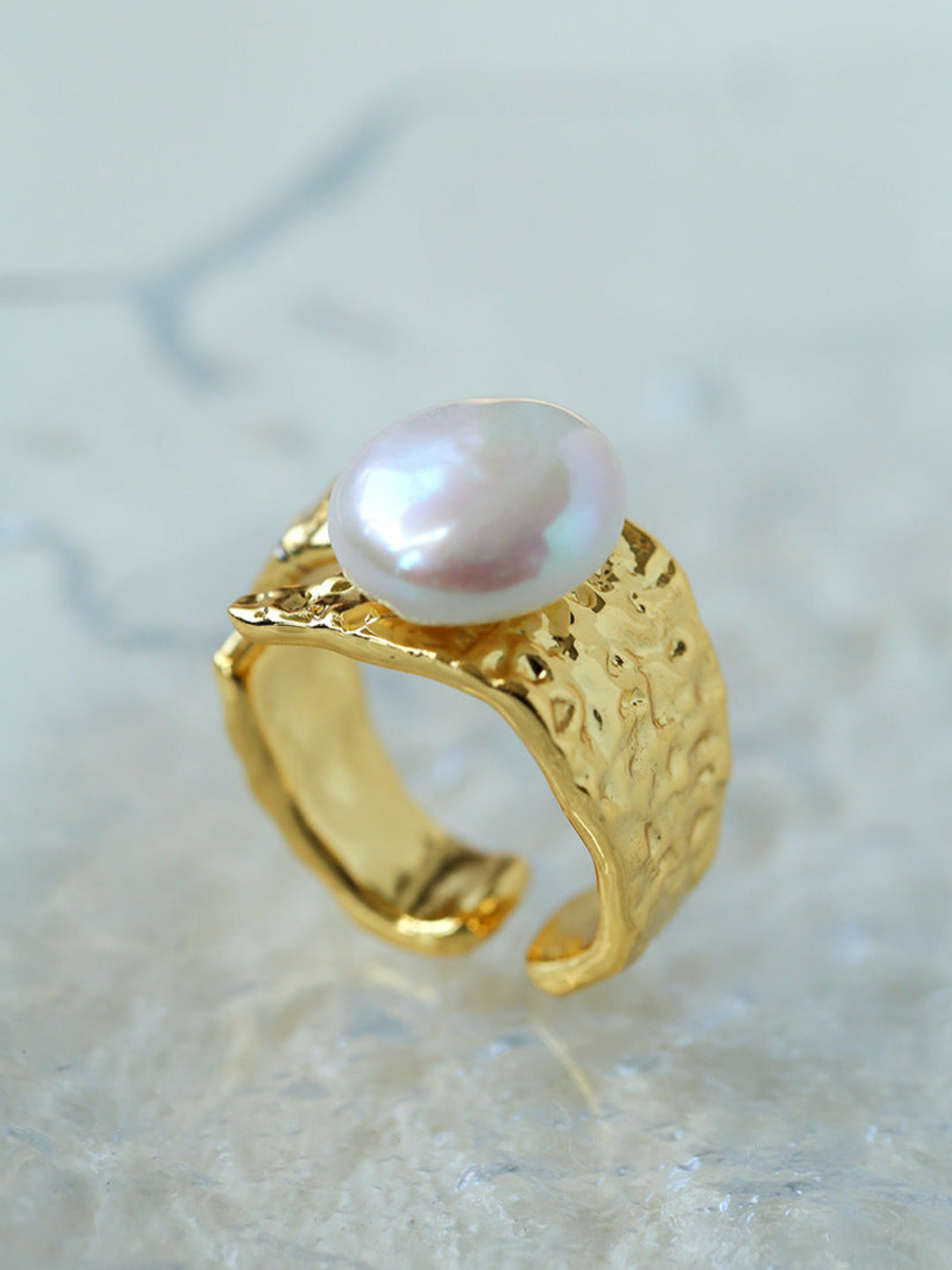 Button Shaped Baroque Pearl Ring