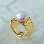 Button Shaped Baroque Pearl Ring