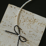 Bow Rice Freshwater Pearl Necklace-Gembea Jewelry