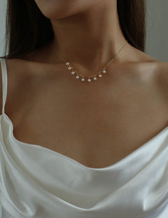 B Model Vintage 14K Gold Chain Pearl Necklace