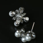 Snow Artificial Pearl Crystal Stud Earrings