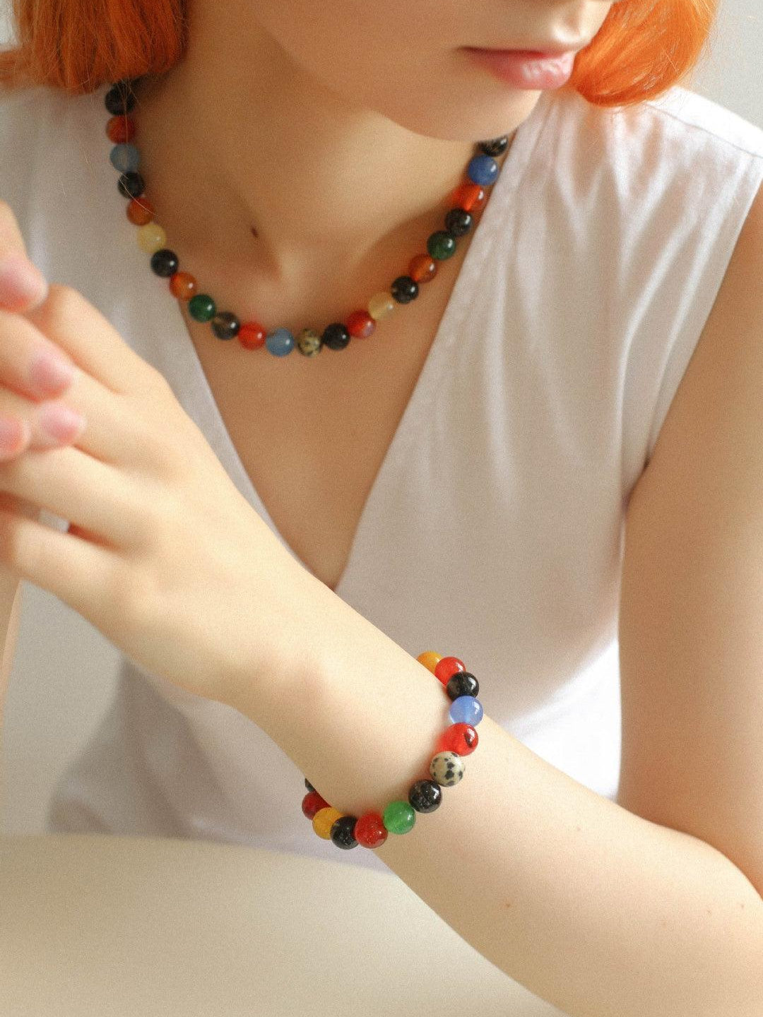 Spring Heartbeat Colored Stone Beaded Necklace - Gembea Jewelry