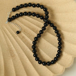 Classic Black Agate Beaded Necklace-Gembea Jewelry