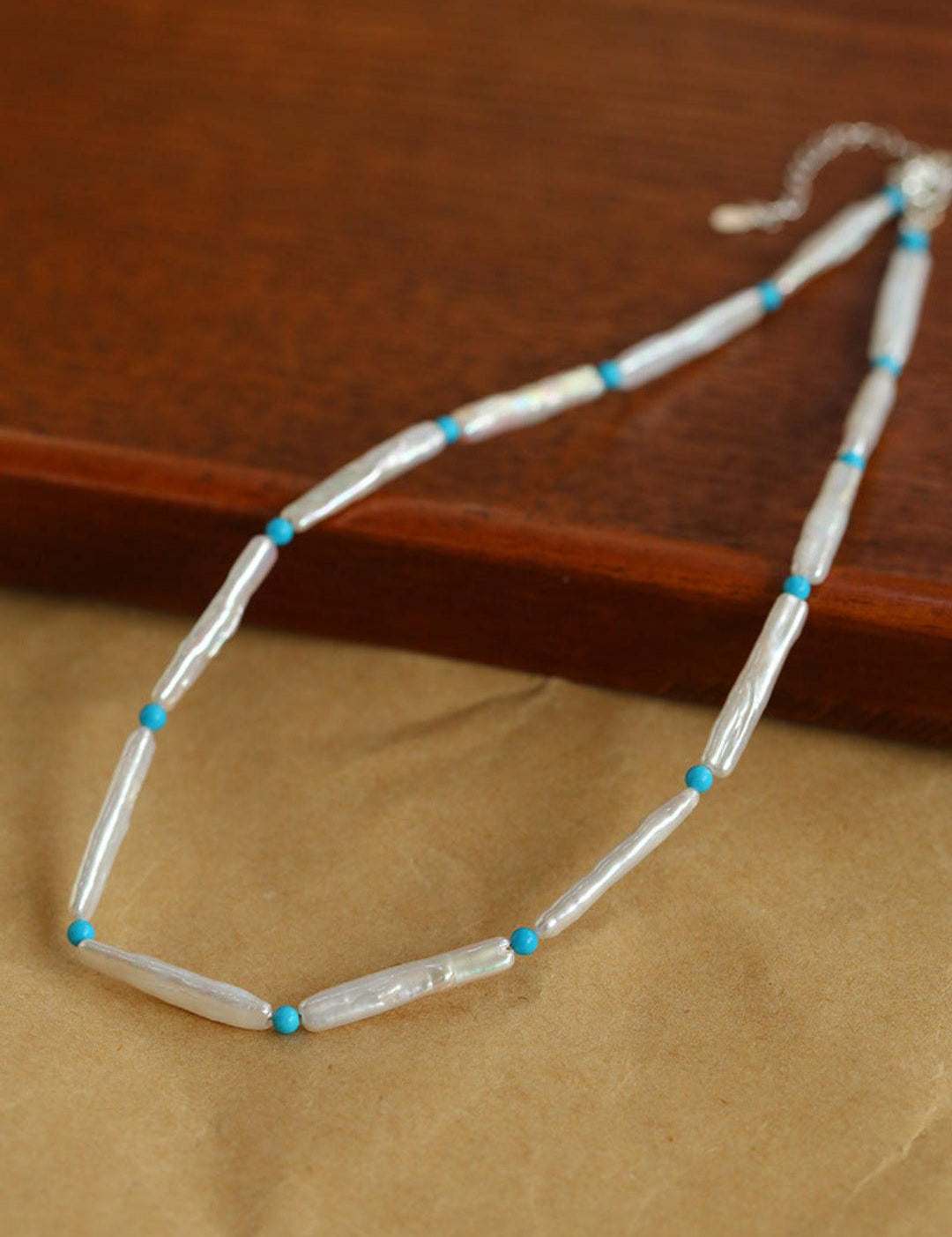 Spring Heartbeat Toothpick Pearl Necklace - Gembea Jewelry