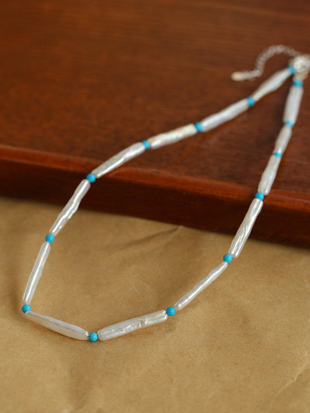 Spring Heartbeat Toothpick Pearl Necklace - Gembea Jewelry