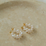 Hand-woven Freshwater Pearl Hoop Earring