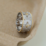 Hollowed-out Cross-flower Silver Ring-Gembea Jewelry