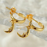 S925 Silver Moon Drop Hoop Earrings