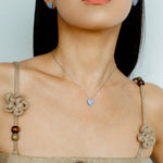 Blue Enamel Heart-shaped Necklace-Gembea Jewelry