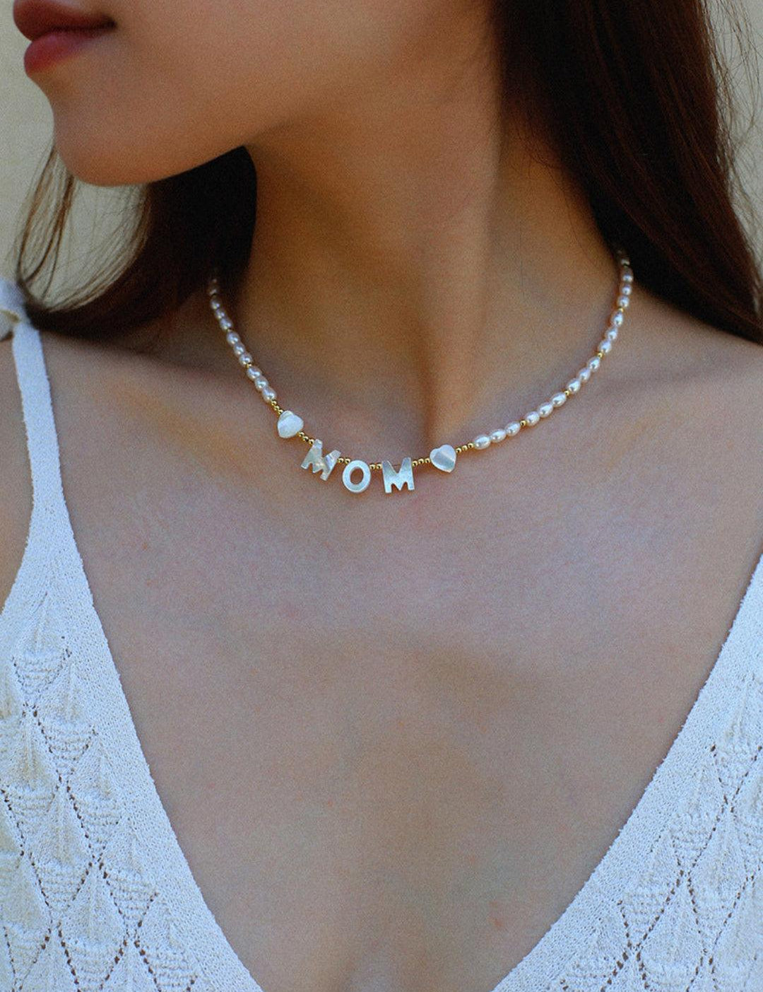 Custom White Shell Letter Pearl Necklace - Gembea Jewelry