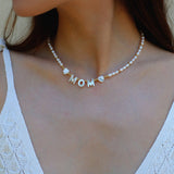 Custom White Shell Letter Pearl Necklace