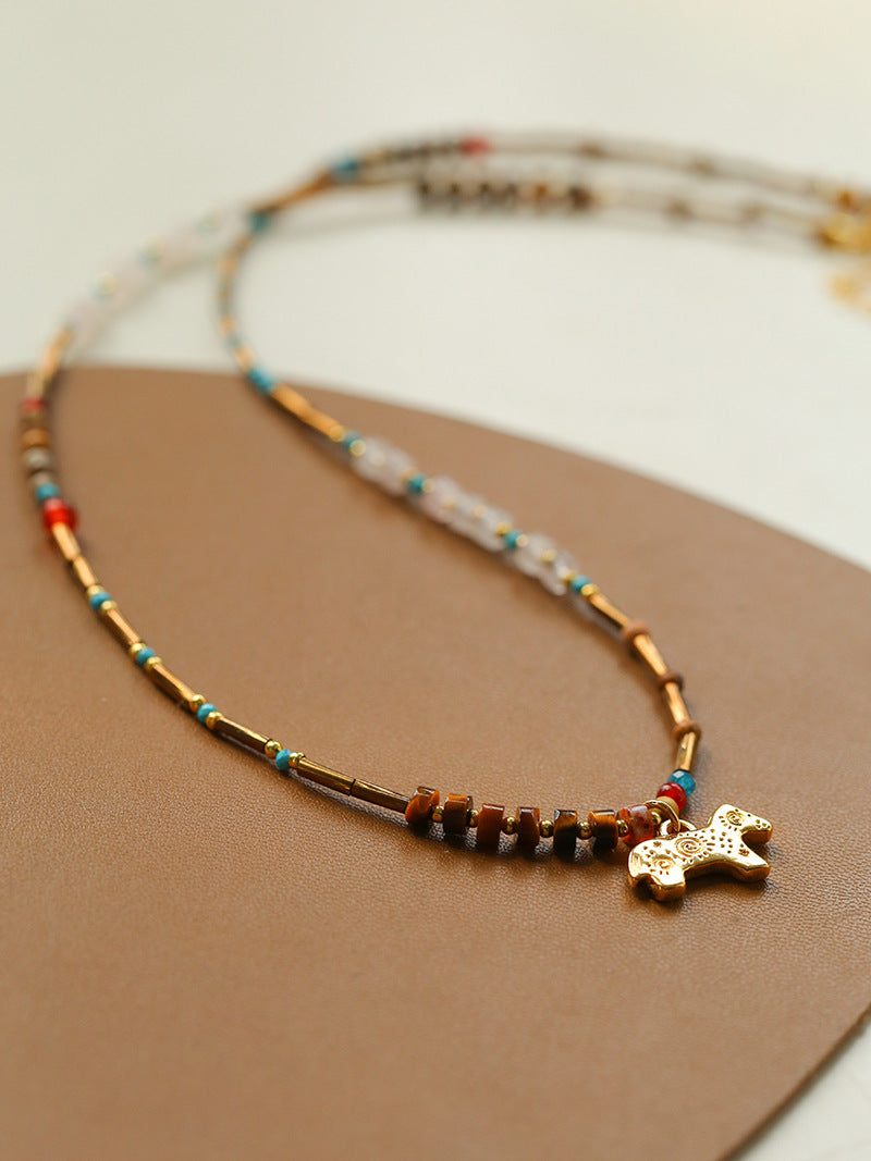 Pony Pendant Natural Stone Necklace-Gembea Jewelry