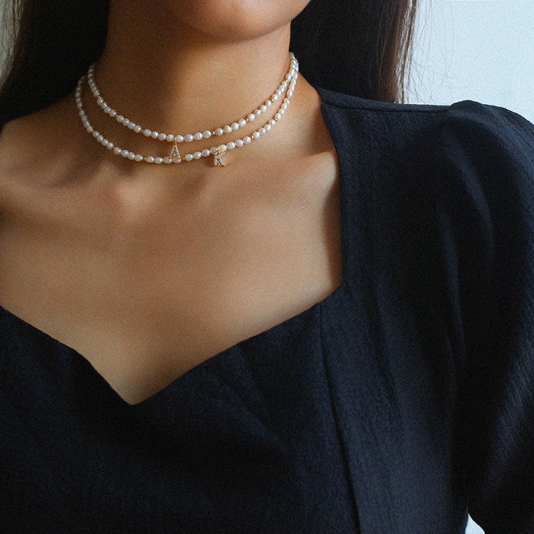 Vintage 26 Letter Pearl Necklace - Gembea Jewelry