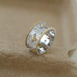 Hollowed-out Cross-flower Silver Ring-Gembea Jewelry