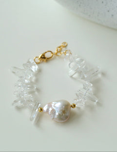 Vacation Glass Crystal Baroque Pearl Bracelet