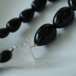 Water Drop Black Agate Beaded Choker Necklace