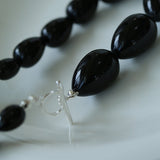 Water Drop Black Agate Beaded Choker Necklace