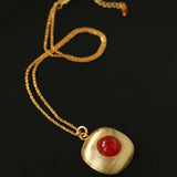 Brushed Metal Agate Pendant Necklace