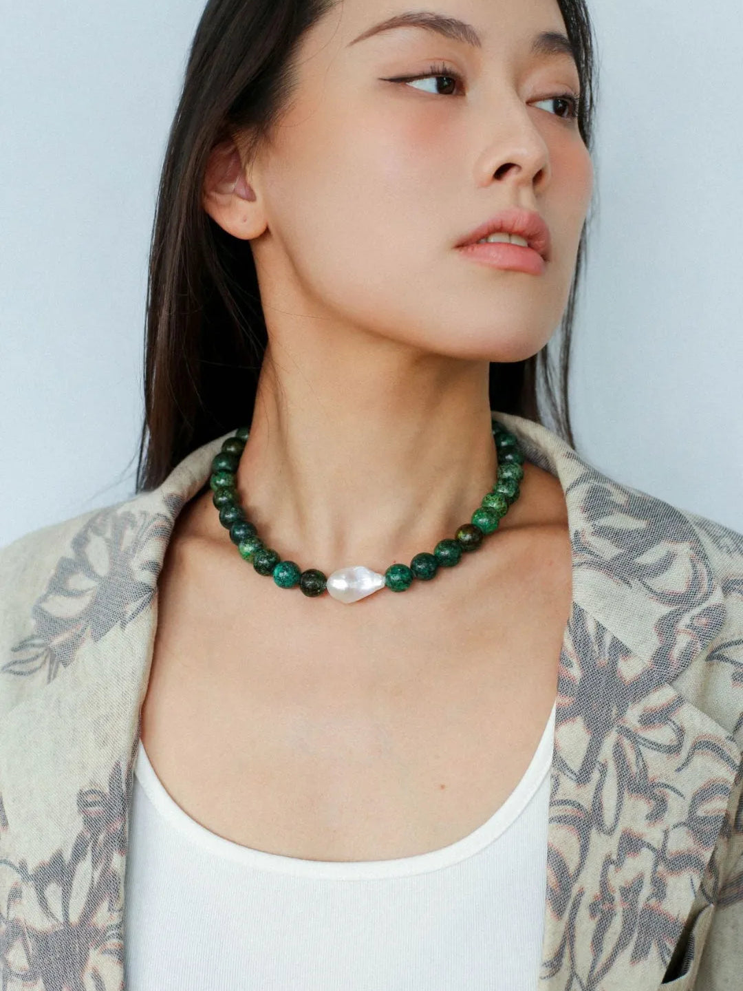 Baroque Pearl African Turquoise Beaded Necklace