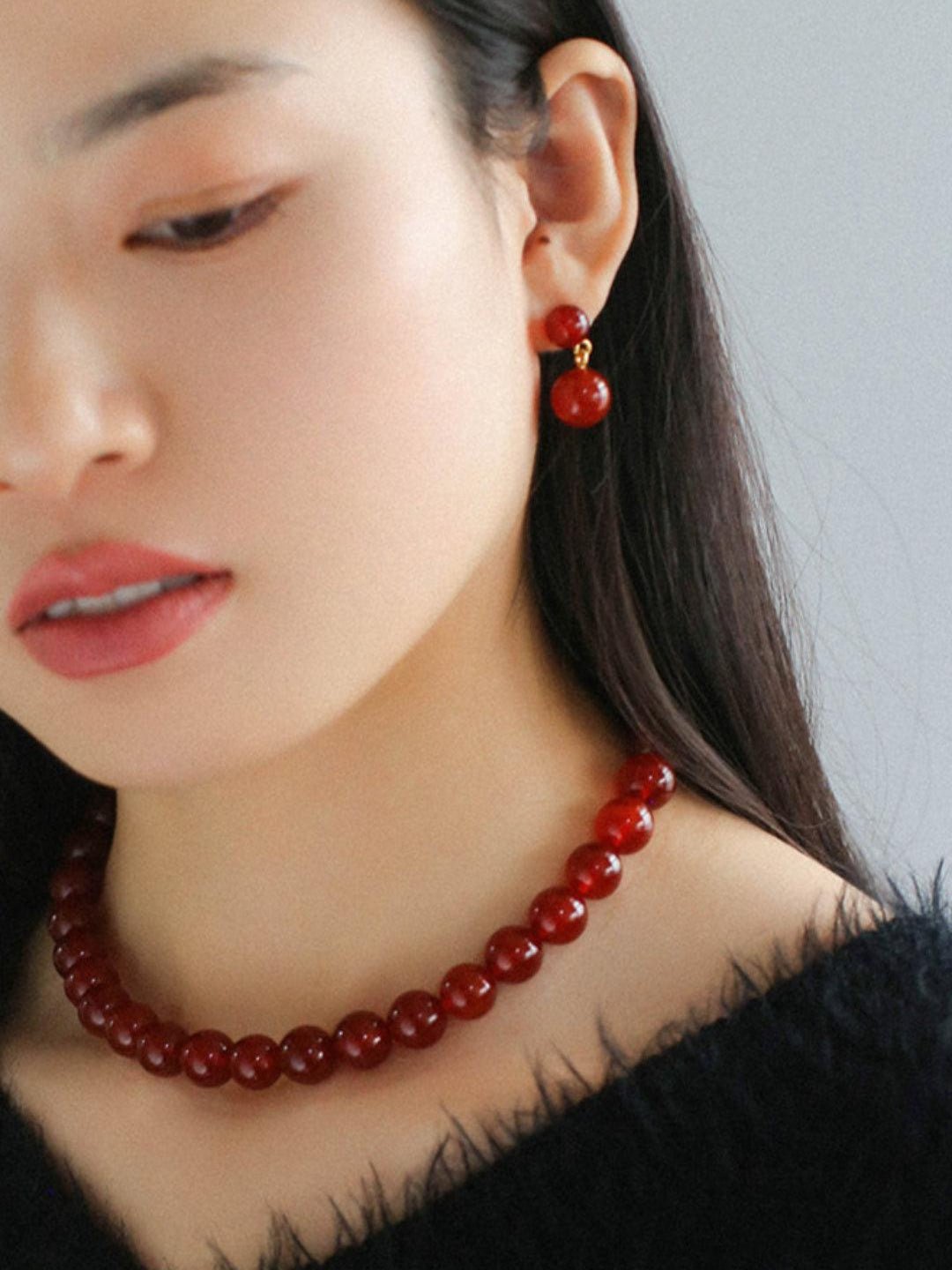 Double Ball Crystal Agate Stone Earrings - Gembea Jewelry