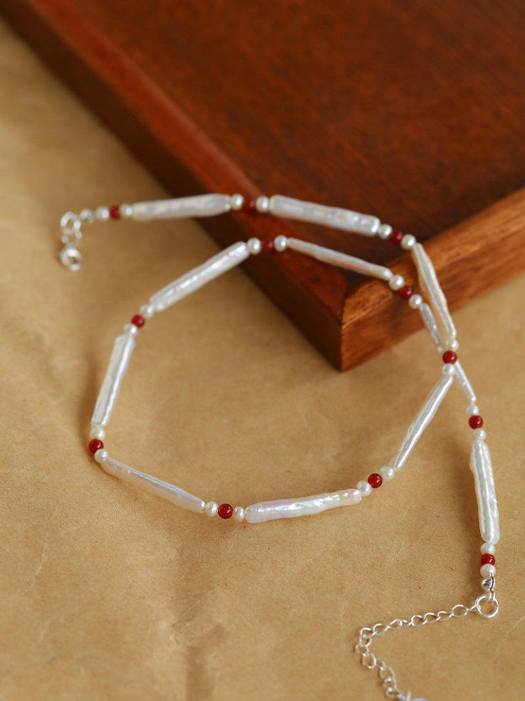 Spring Heartbeat Toothpick Pearl Necklace - Gembea Jewelry