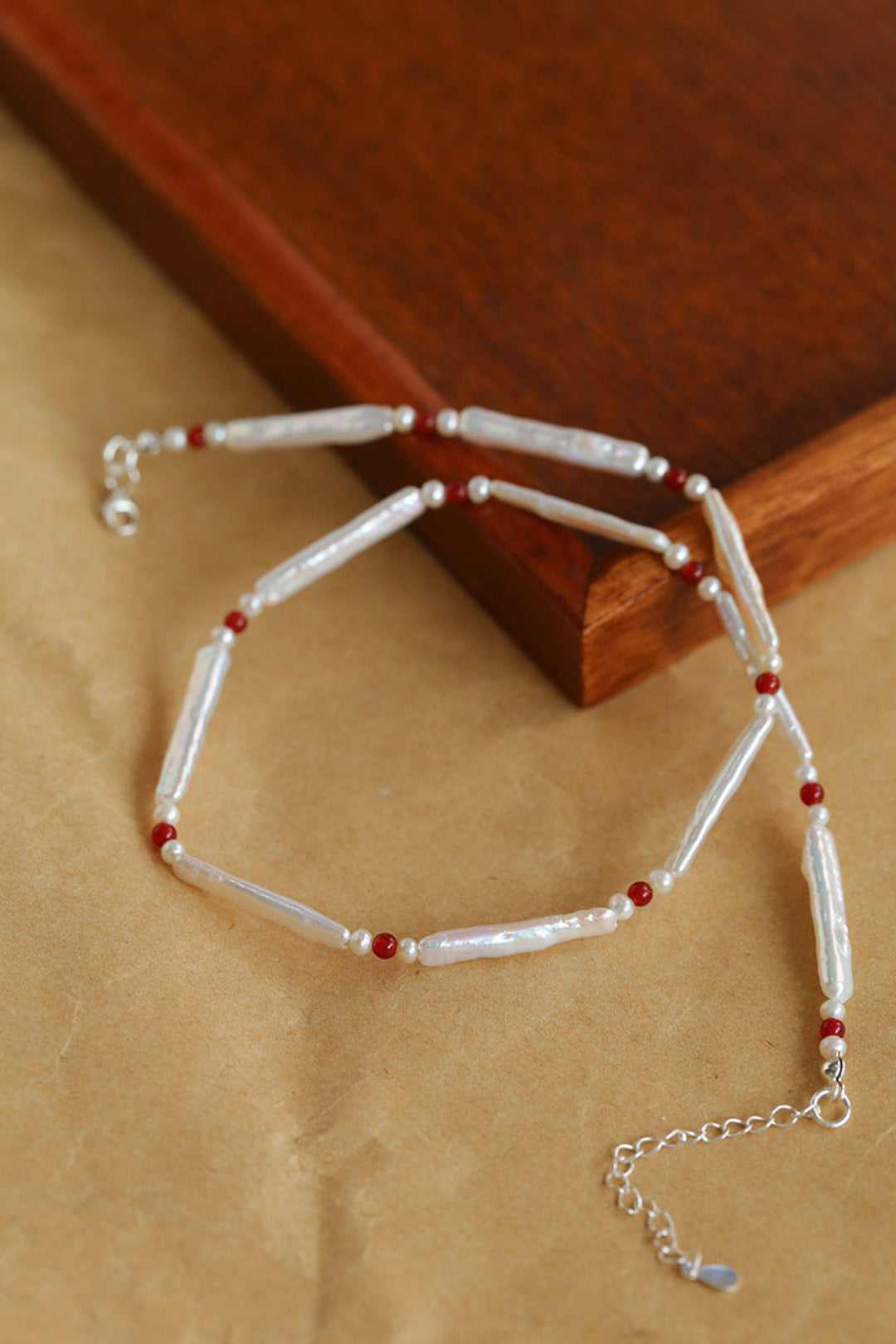 Spring Heartbeat Toothpick Pearl Necklace