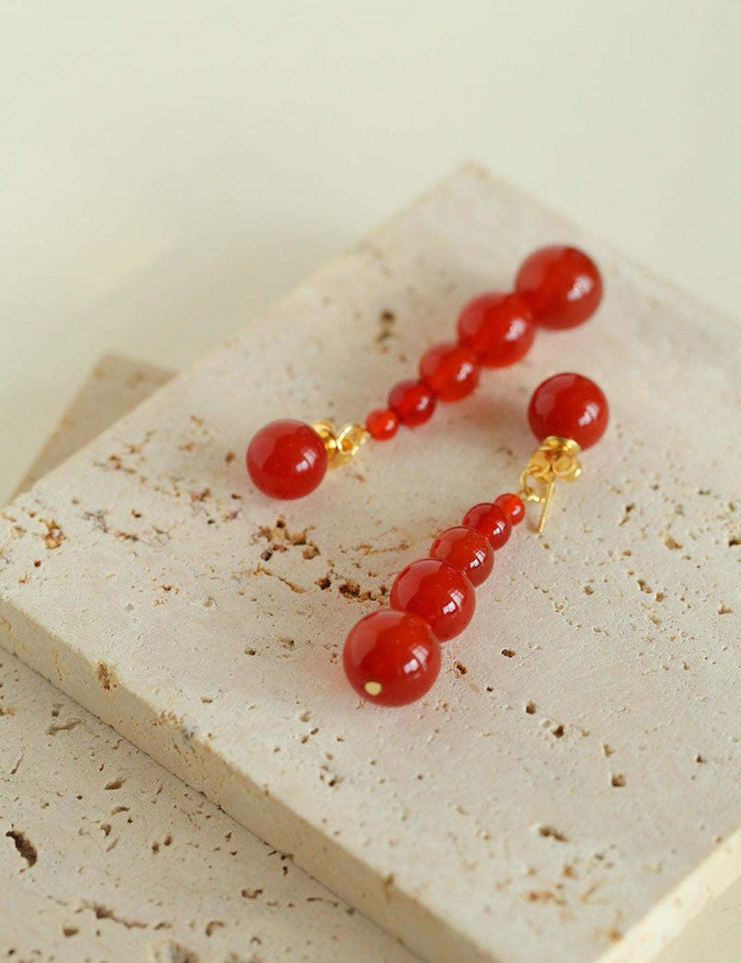 Graded Black and Red Agate Drop Earrings - Gembea Jewelry