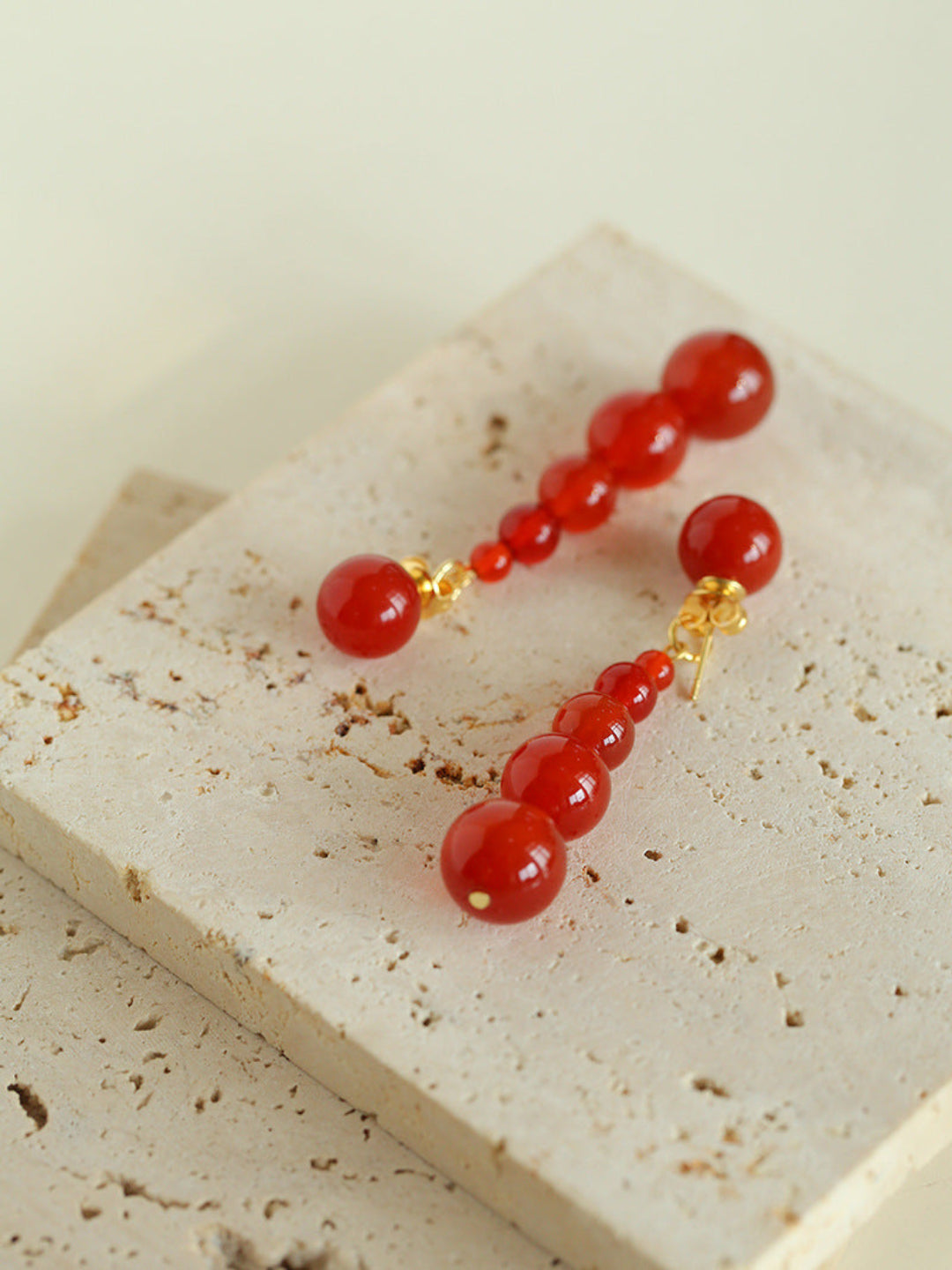 Graded Black and Red Agate Drop Earrings